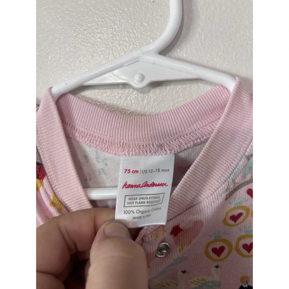 Hanna Andersson 12 Days of Christmas‎ Pajama Zipper Footie 12-18m Organic Pink